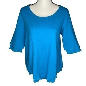 Soft Surroundings Tunic Top Siesta Key Gauze Lettuce Edges Size M Cotton
